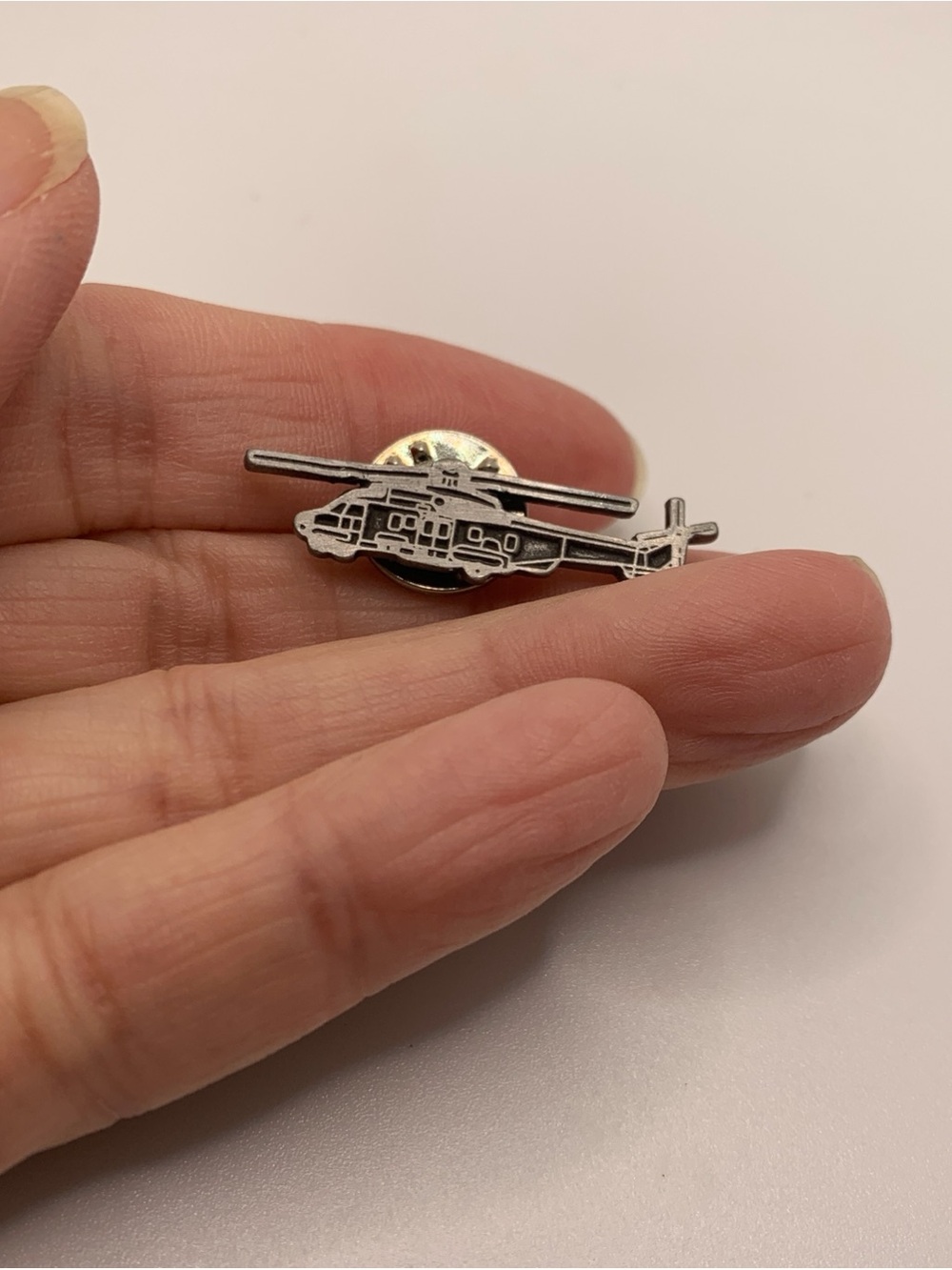 Pewter Helicopter Lapel Pin - Women Jewelry